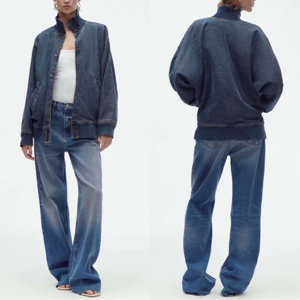 Zara Denim Blue Bomber Jacket 1213/050/050 - Picture 5 of 5